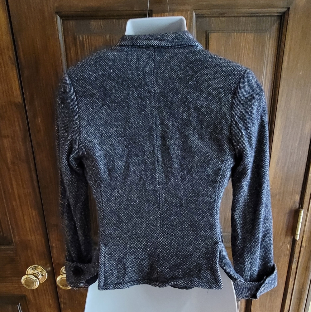 Banana Republic Sz 2 Jacket Faux Pockets Black & Gray P2P 15 L 14.5 - Picture 2 of 7